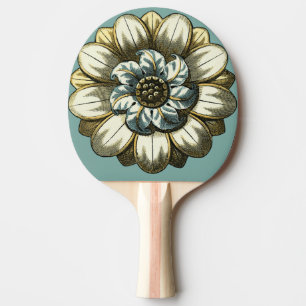 Ornate Blommigt Medallion on Light Blue Background Pingisracket