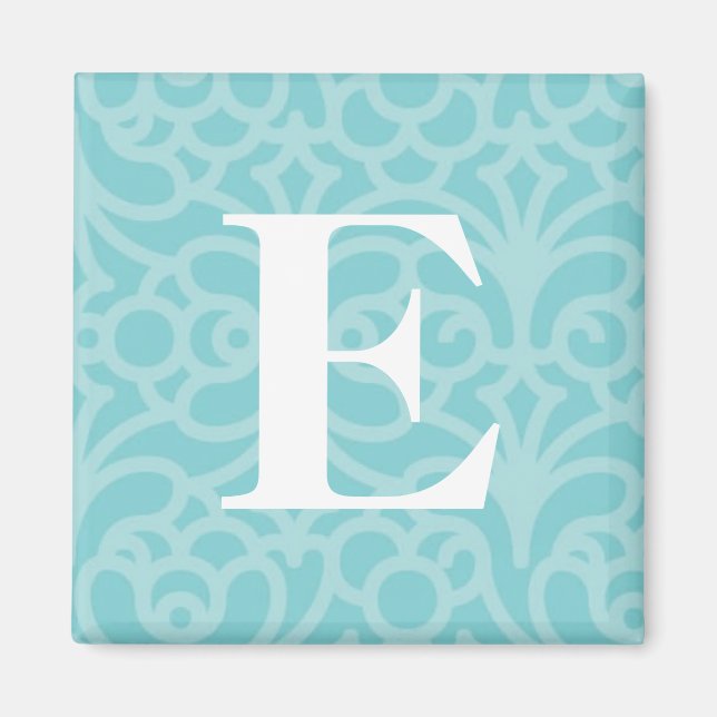 Ornate Blommigt Monogram - Brev E Magnet (Framsidan)