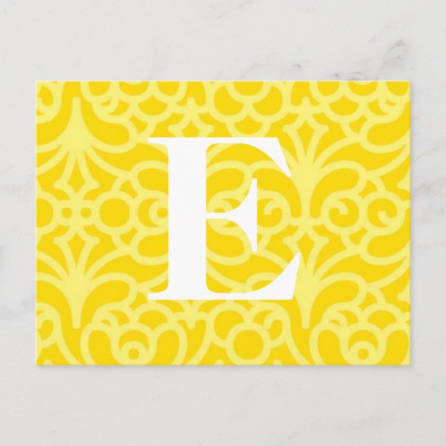 Ornate Blommigt Monogram - Brev E Vykort (Framsida)