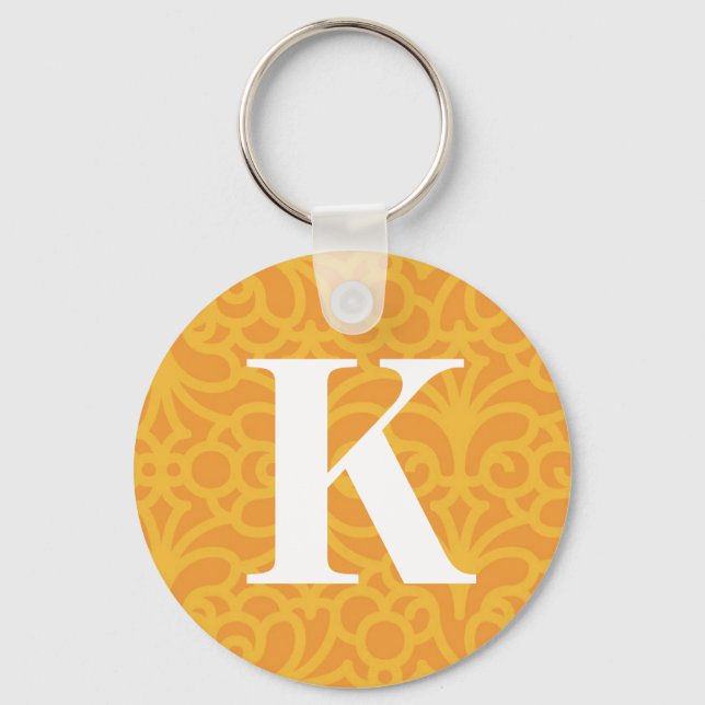 Ornate Blommigt Monogram - Brev K Nyckelring (Framsida)