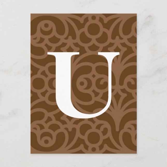 Ornate Blommigt Monogram - Brev U Vykort (Framsida)