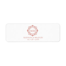 Ornate Blommigt Monogram Bröllop Cigar Band-etiket Returadress Etikett