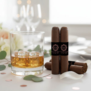 Ornate Blommigt Monogram Bröllop Cigar Band-etiket Returadress Etikett