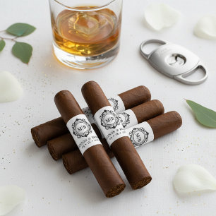 Ornate Blommigt Monogram Bröllop Cigar Band-etiket Returadress Etikett