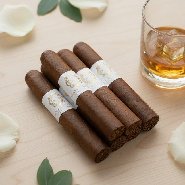 Ornate Blommigt Monogram Bröllop Cigar Band-etiket Returadress Etikett (Skapare uppladdad)