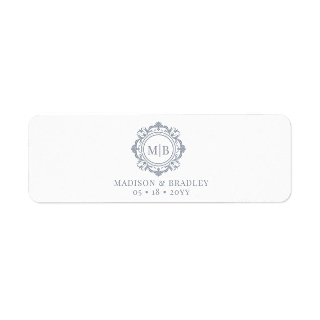 Ornate Blommigt Monogram Bröllop Cigar Band-etiket Returadress Etikett (Framsidan)