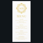 Ornate Blommigt Monogram Bröllop Elegant Guld Meny<br><div class="desc">Menyn för Ornate Blommigt Monogram Bröllop Elegant Guld har din personlig monogrammed initialer i elegant skripttypografi omgiven av en dekorerad blommigt ram och anpassningsbar textövertäckning. Lägg till lite stil och sofistikering till din bröllop-matupplevelse med dessa krävande menyer. Skapat av Evco Studio www.zazzle.com/store/evcostudio</div>