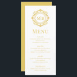 Ornate Blommigt Monogram Bröllop Elegant Guld Meny<br><div class="desc">Menyn för Ornate Blommigt Monogram Bröllop Elegant Guld har din personlig monogrammed initialer i elegant skripttypografi omgiven av en dekorerad blommigt ram och anpassningsbar textövertäckning. Lägg till lite stil och sofistikering till din bröllop-matupplevelse med dessa krävande menyer. Skapat av Evco Studio www.zazzle.com/store/evcostudio</div>