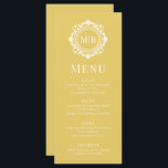 Ornate Blommigt Monogram Bröllop Elegant Guld Meny<br><div class="desc">Menyn för Ornate Blommigt Monogram Bröllop Elegant Guld har din personlig monogrammed initialer i elegant skripttypografi omgiven av en dekorerad blommigt ram och anpassningsbar textövertäckning. Lägg till lite stil och sofistikering till din bröllop-matupplevelse med dessa krävande menyer. Skapat av Evco Studio www.zazzle.com/store/evcostudio</div>