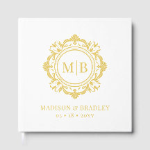 Ornate Blommigt Monogram Bröllop Elegant Guld Whit