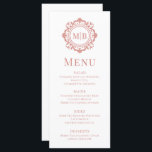 Ornate Blommigt Monogram Bröllop Elegant Ro Guld Meny<br><div class="desc">Menyn för Ornate Blommigt Monogram Bröllop Elegant Ro Guld har din personlig monogrammed initialer i elegantens skripttypografi omgiven av en dekorerad blommigt ram och anpassningsbar textövertäckning. Lägg till lite stil och sofistikering till din bröllop-matupplevelse med dessa krävande menyer. Skapat av Evco Studio www.zazzle.com/store/evcostudio</div>