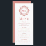 Ornate Blommigt Monogram Bröllop Elegant Ro Guld Meny<br><div class="desc">Menyn för Ornate Blommigt Monogram Bröllop Elegant Ro Guld har din personlig monogrammed initialer i elegantens skripttypografi omgiven av en dekorerad blommigt ram och anpassningsbar textövertäckning. Lägg till lite stil och sofistikering till din bröllop-matupplevelse med dessa krävande menyer. Skapat av Evco Studio www.zazzle.com/store/evcostudio</div>