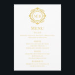 Ornate Blommigt Monogram Bröllop Menu Guld Meny<br><div class="desc">Menykort för Ornate Blommigt Monogram Bröllop Guld Anpassningsbar har personlig monogram initialer i skripttypografi av elegant omgiven av en dekorativ blommigt ram. Perfekt lyxmenyer för bröllop,  förlovningar,  årsdagar,  födelsedagar,  cocktail party,  party,  jul,  firande,  kreativa företag och företag. Skapat av Evco Studio www.zazzle.com/store/evcostudio</div>