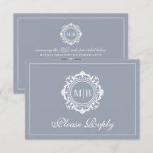 Ornate Blommigt Monogram Silver Bröllop