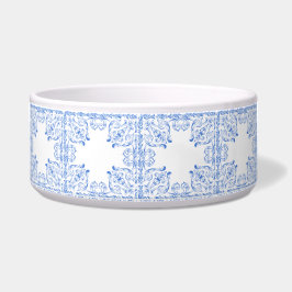 Ornate Blue and White Pet Bowl