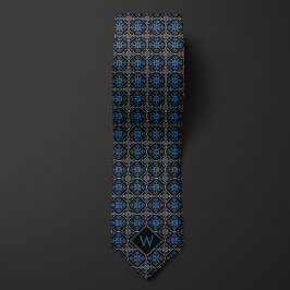 Ornate Blue & Black Arabesque Monogram Slips