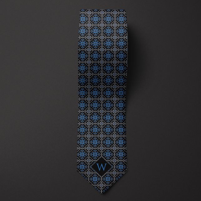 Ornate Blue & Black Arabesque Monogram Slips (Skapare uppladdad)