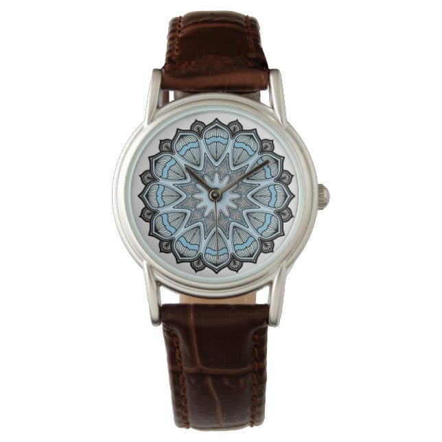 Ornate Blue Mandala Armbandsur (Framsida)