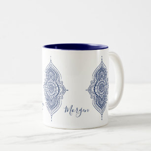 Ornate Blue Paisley Mandala Två-Tonad Mugg