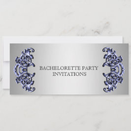 Ornate Blue silver swirl Bachelorette-partiet Inbjudningar