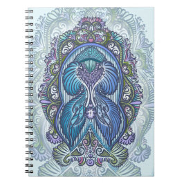Ornate Blue & Teal Mandala Design Anteckningsbok