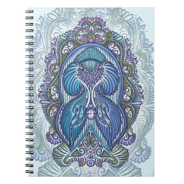 Ornate Blue & Teal Mandala Design Anteckningsbok (Framsidan)