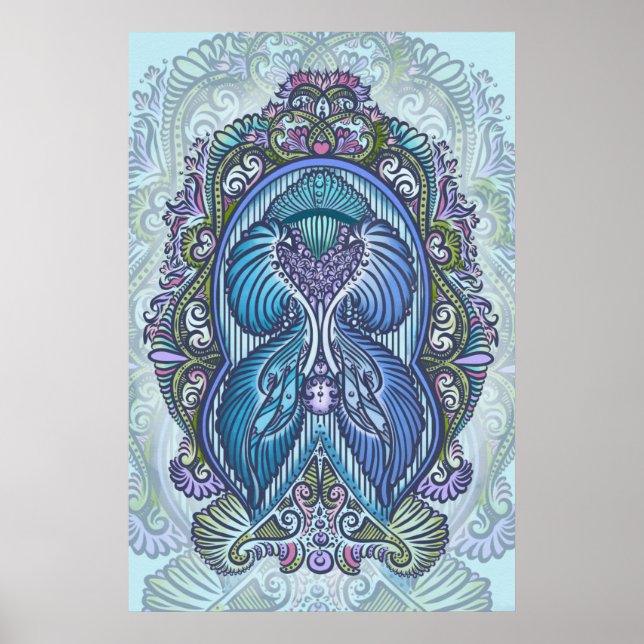 Ornate Blue & Teal Mandala Design Poster (Framsidan)