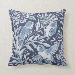 Ornate Blue White Forest Birds Thistle Woodland Kudde