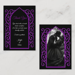 Ornate border black and purple Gothic wedding Anteckningskort