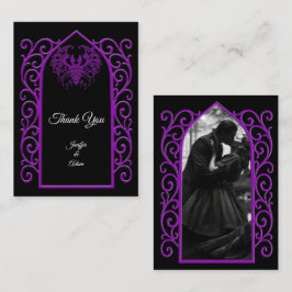 Ornate border black and purple Gothic wedding Anteckningskort