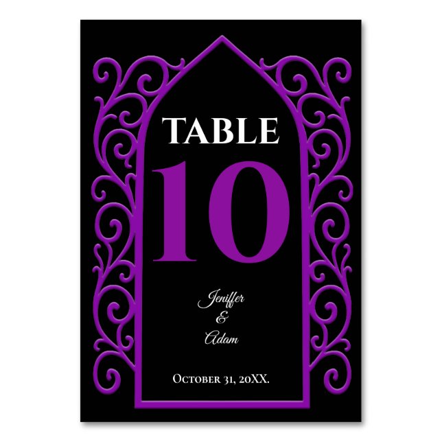 Ornate border black and purple Gothic Wedding Bordsnummer (Framsidan)