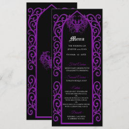 Ornate border black and purple Gothic Wedding Menu Meny