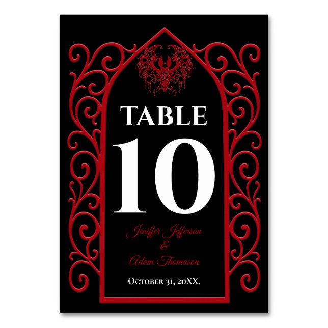 Ornate border black and red Gothic Wedding Bordsnummer (Framsidan)