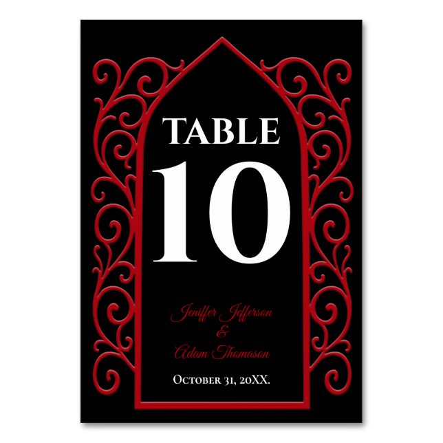 Ornate border black and red Gothic Wedding Bordsnummer (Framsidan)