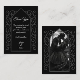 Ornate border black and white Gothic wedding Anteckningskort