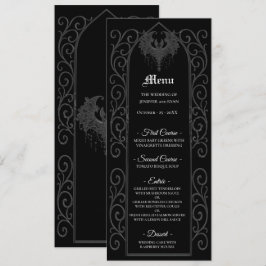 Ornate border black and white Gothic Wedding Menu Meny