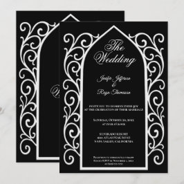 Ornate border black Gothic wedding Invitation Inbjudningar