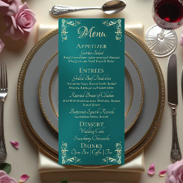 Ornate Border & Heart Monogram - Teal Meny
