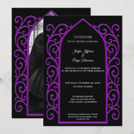 Ornate border Photo Gothic wedding Invitation Inbjudningar
