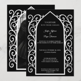 Ornate border Photo Gothic wedding Invitation Inbjudningar