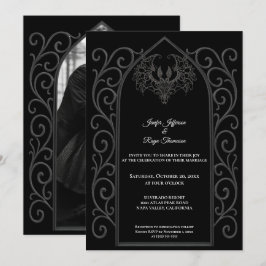 Ornate border Photo Gothic wedding Invitation Inbjudningar