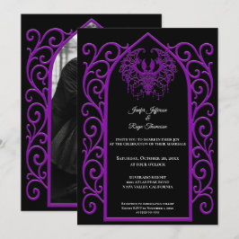 Ornate border Photo Gothic wedding Invitation Inbjudningar