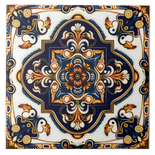 Ornate Botanical Spain Mediterranean Mönster Kakelplatta