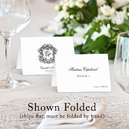 Ornate Bröllop Monogram Guest Namn Place Card Bordsnummer