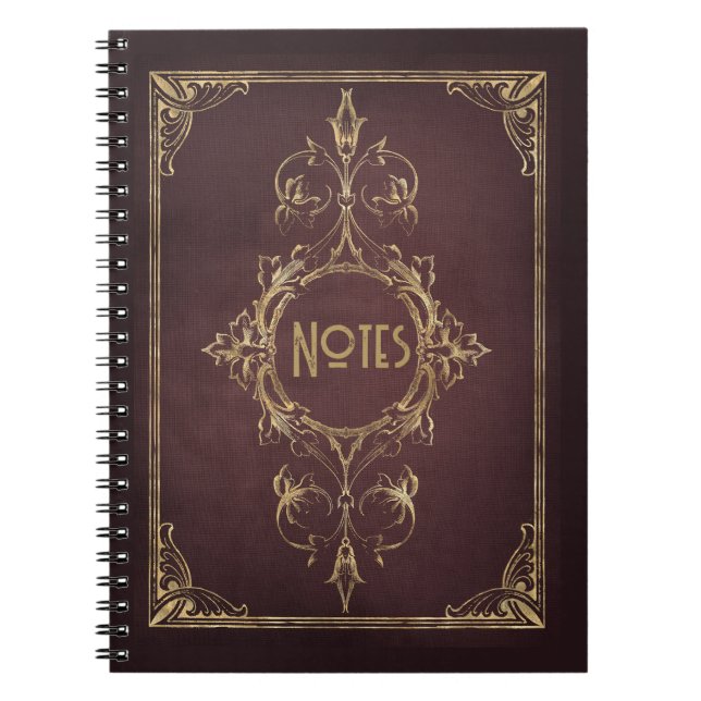 Ornate Brown och Guld Ram Notebook Anteckningsbok (Framsidan)