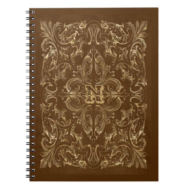Ornate Brown och Guld Ram Notebook Anteckningsbok (Framsidan)