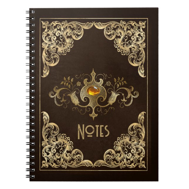Ornate Brown och Guld Ram Notebook Anteckningsbok (Framsidan)