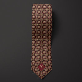 Ornate Burgundy och Guld Mandala Monogram Slips