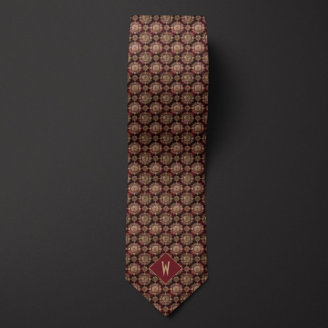 Ornate Burgundy och Guld Mandala Monogram Slips (Skapare uppladdad)