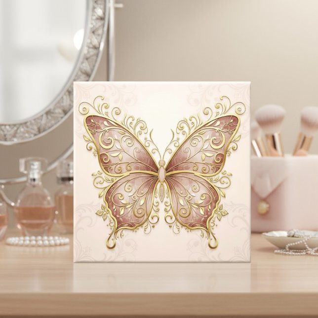 Ornate Butterfly Pat#5 Rose Gold ID1222 Kakelplatta (Skapare uppladdad)